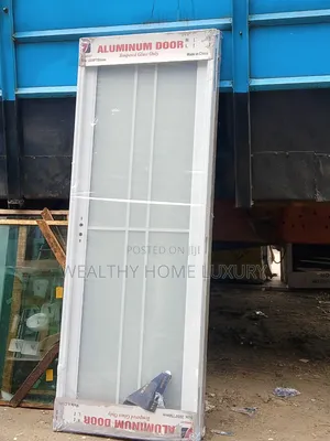 Imported White Aluminum Toilet Door (2050x750mm Tempered Glass)