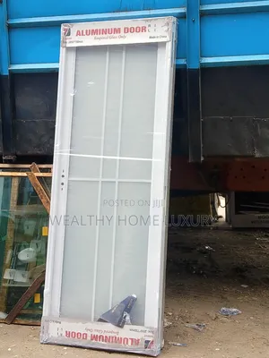 Imported White Aluminum Toilet Door (2050x750mm Tempered Glass)