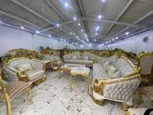 Luxury Royal Gold Sofa Set | 7-Piece Living Room Set