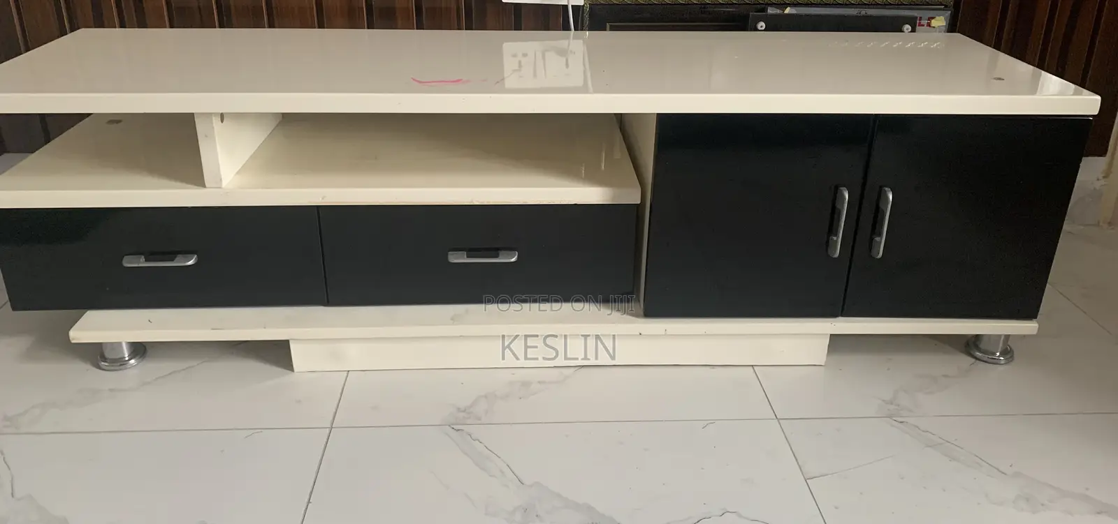 Clean Modern Black & White TV Stand / Console Table