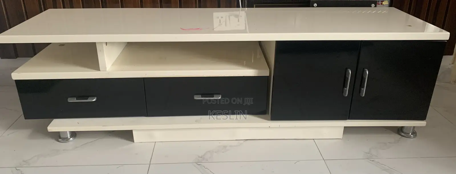 Clean Modern Black & White TV Stand / Console Table