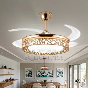 Fan With Lights Retractable Blades Remote Control Modern LEDChandelier