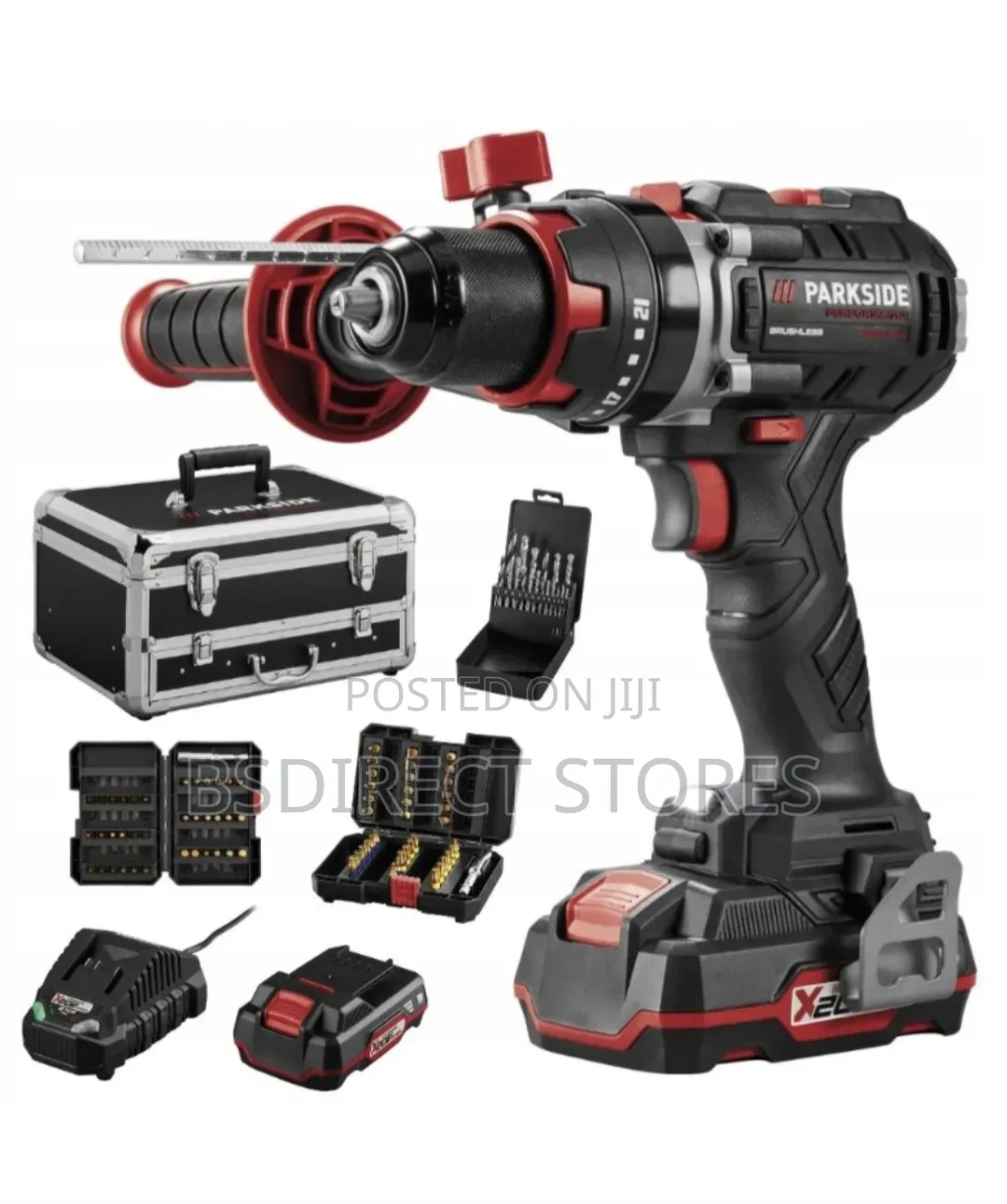 Parkside Cordless Hammer Drill 20v With Case 60 Piece Bits