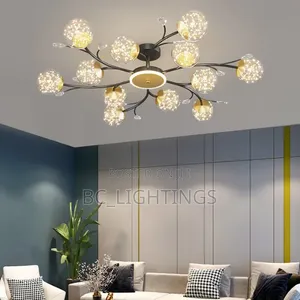 Modern LED Chandelier Ball Semi‐Flush Mount Light for Living Room