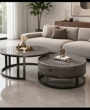 Real Marble Centre Table 2in1 With Side Drawer