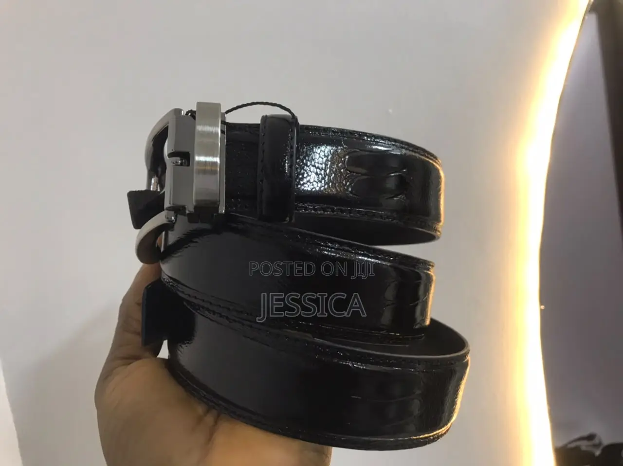 Men's Blacl Croc Leather Belt