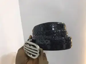 Men's Blue Patent Leather Belt