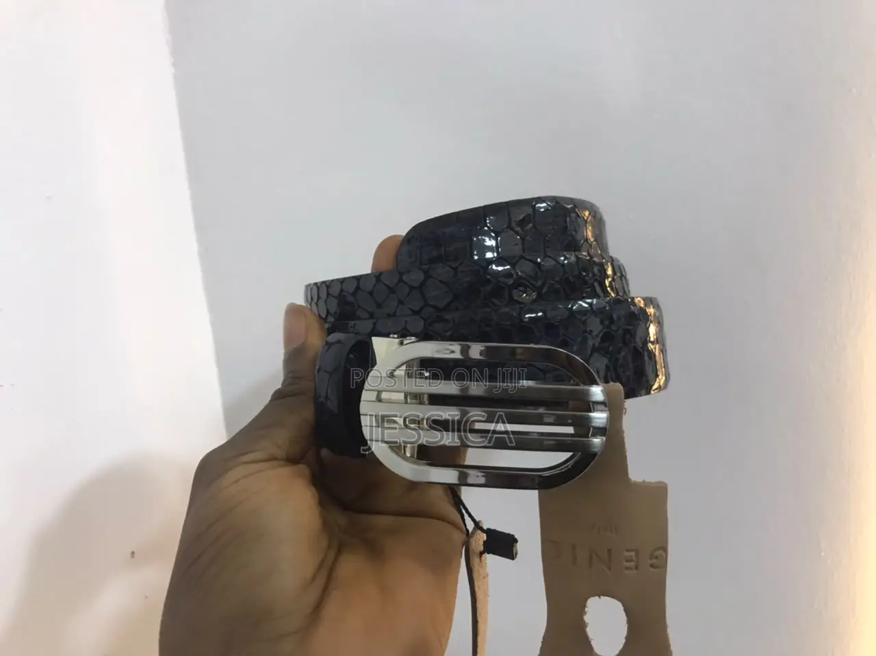 Men's Blue Patent Leather Belt