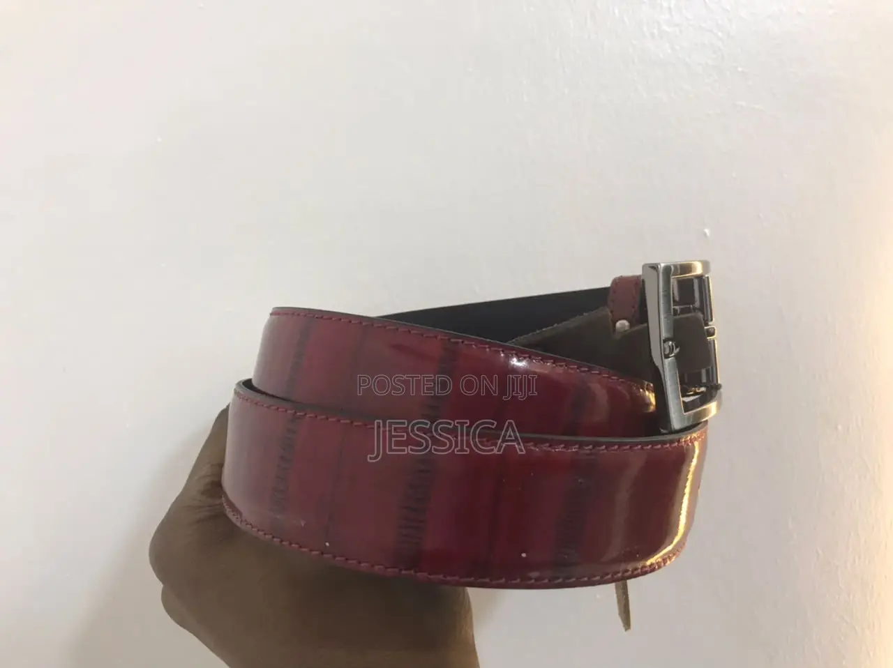 Men's Wine Croc Leather Genio Belt