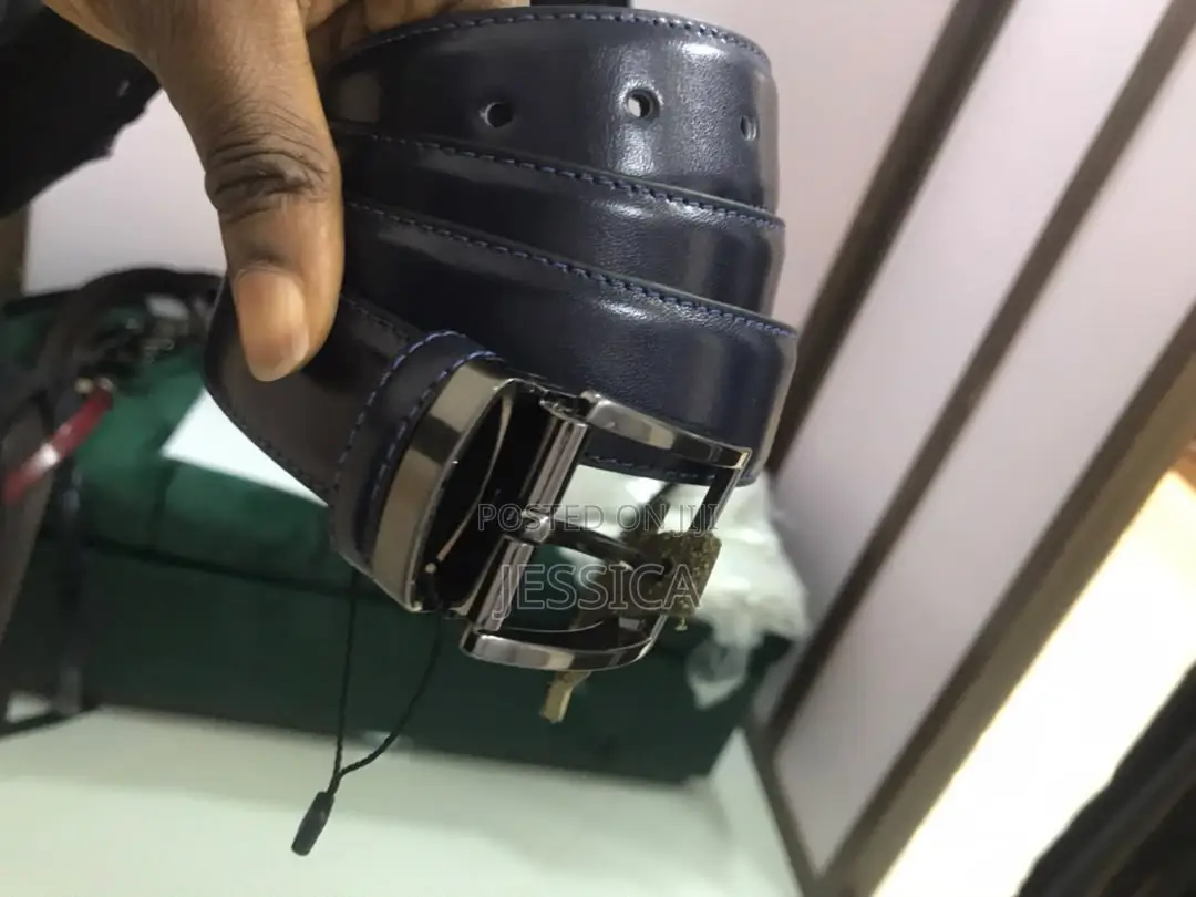Genio Plain Blue Leather Belt