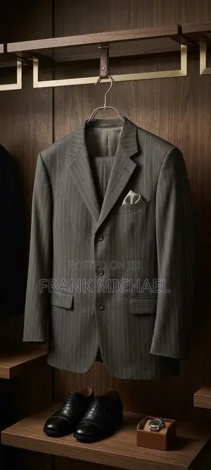 Men’s Vintage Grey Pinstripe 3-Button Suit & Trouser Set – XL