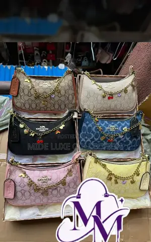 Stylish Shoulder Bag With Gold Chain Charms - 6 Colors`