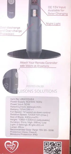 Rechargeable Standing Fan 18”