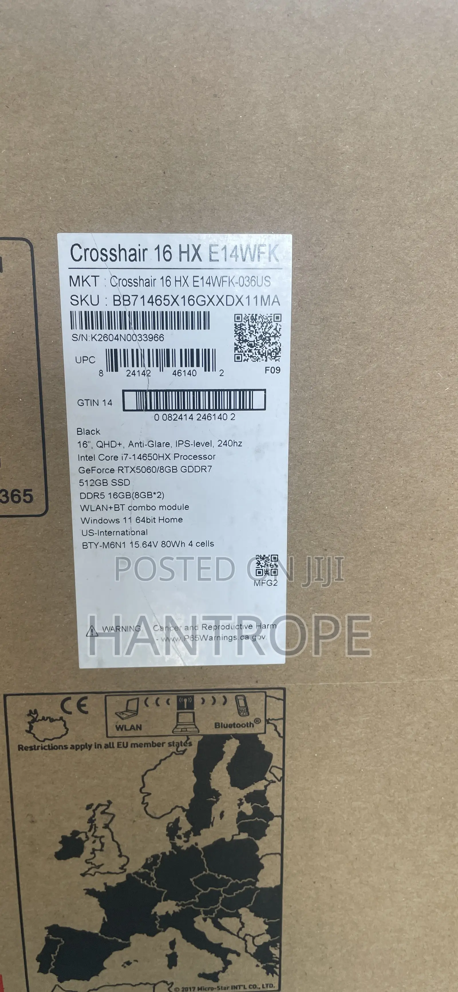New Laptop MSI 16GB Intel Core i7 SSD 512GB