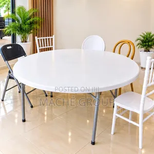 4FT White Round Plastic Folding Table - 4 Seater Event & Home Table