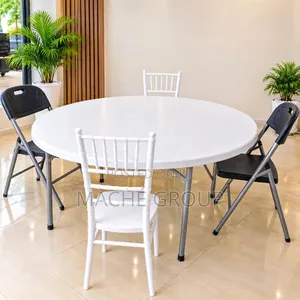 4FT White Round Plastic Folding Table - 4 Seater Event & Home Table