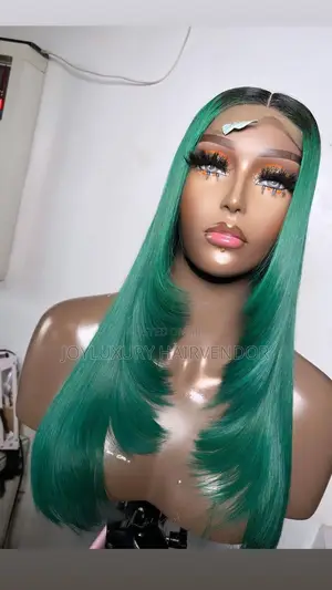 20” Customized Green Color Layering Bone Straight With 2by6 Closure