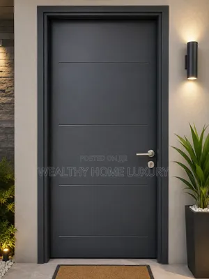 3ft by 7ft Matte Black Israeli Interior Steel Room Door