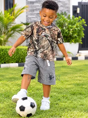 Camouflage T-Shirt & Grey Shorts Set