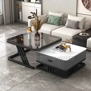 Marble With Glass Center Table With Drawer