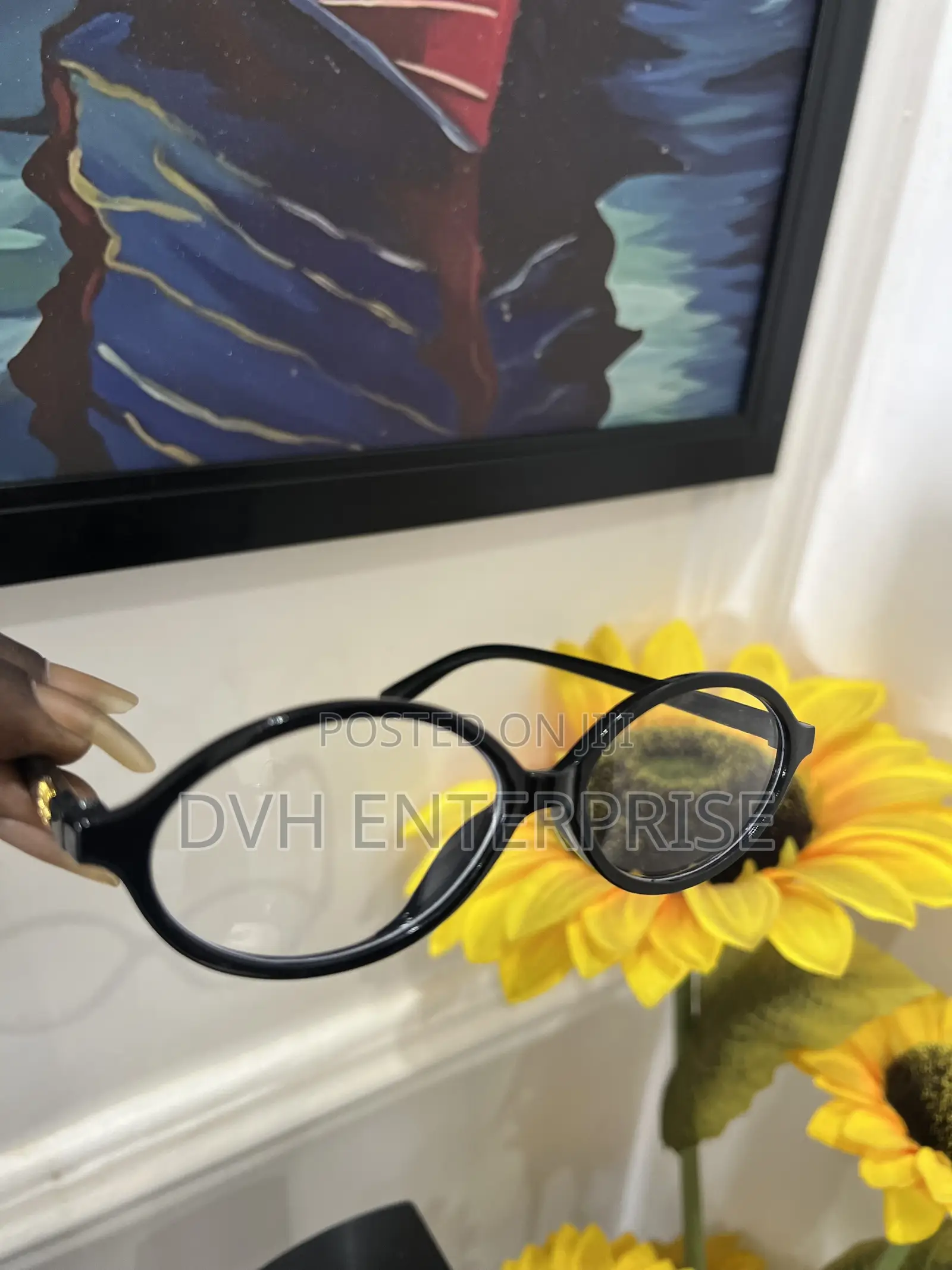 Black Oval Anti Blue Light Lenses Glasses