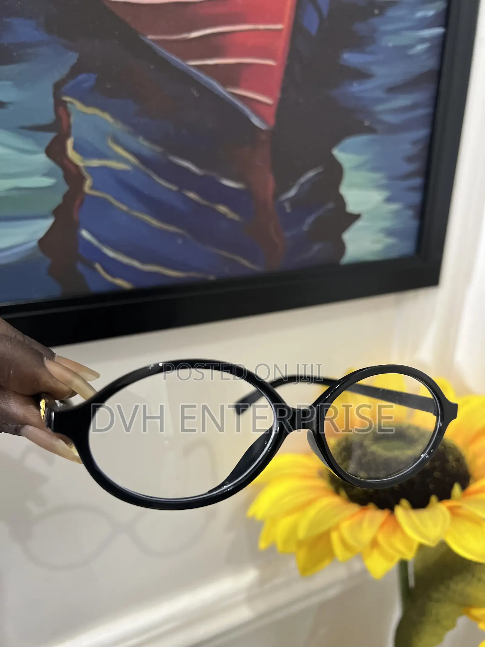 Black Oval Anti Blue Light Lenses Glasses