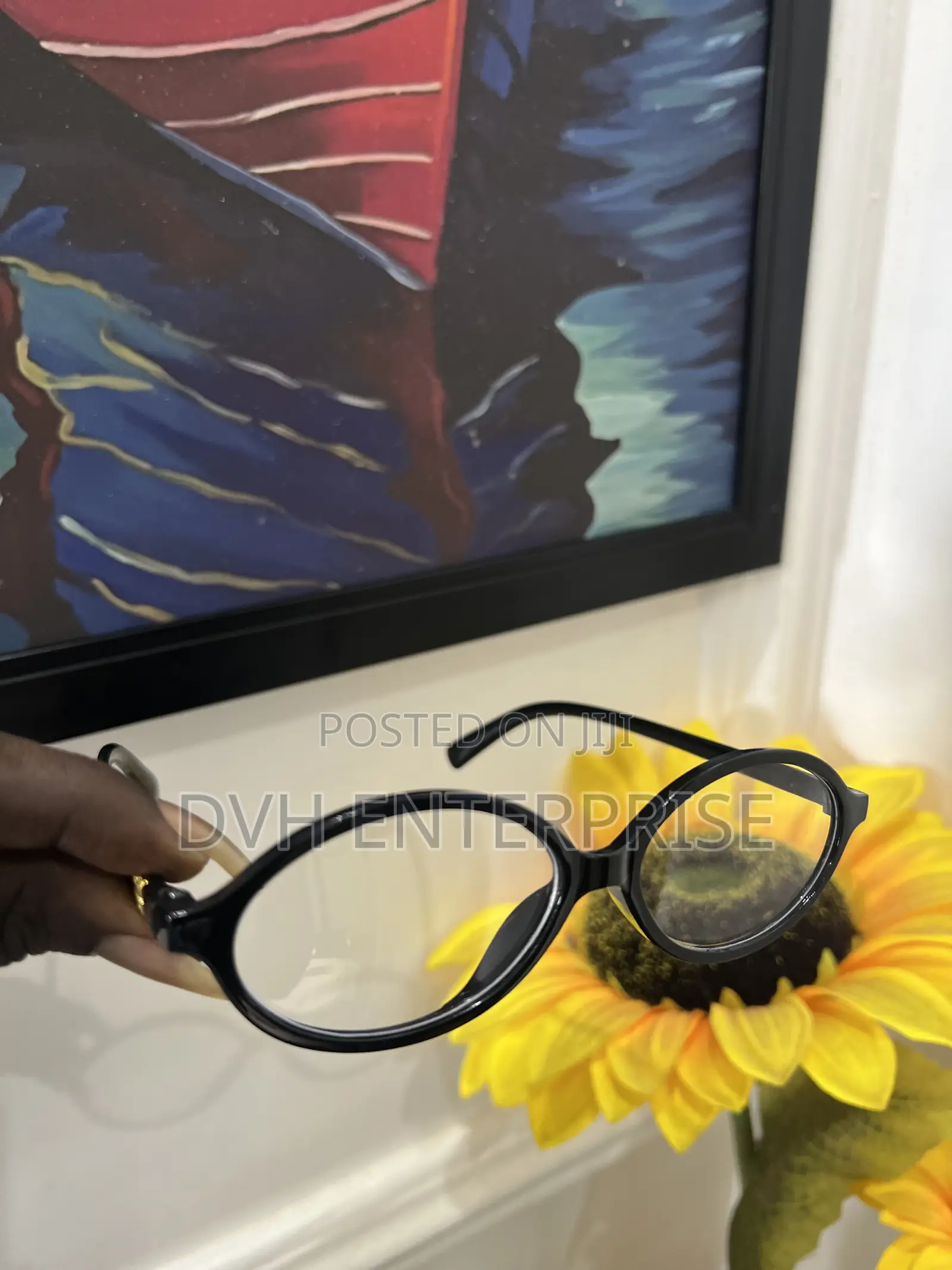 Black Oval Anti Blue Light Lenses Glasses