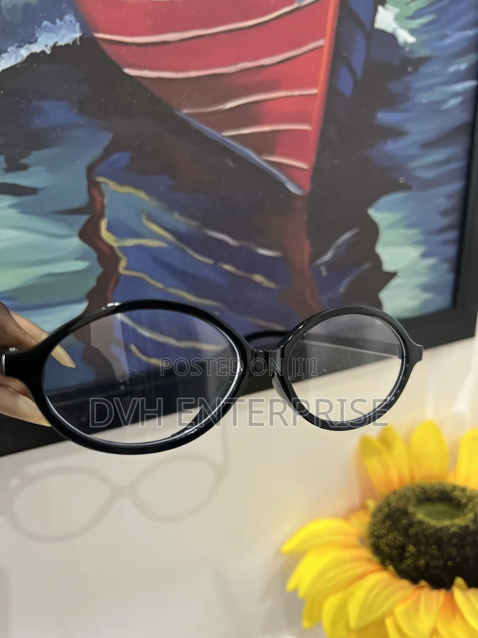Black Oval Anti Blue Light Lenses Glasses