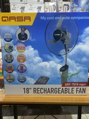 QASA Vigor 18-Inch Solar Rechargeable Fan