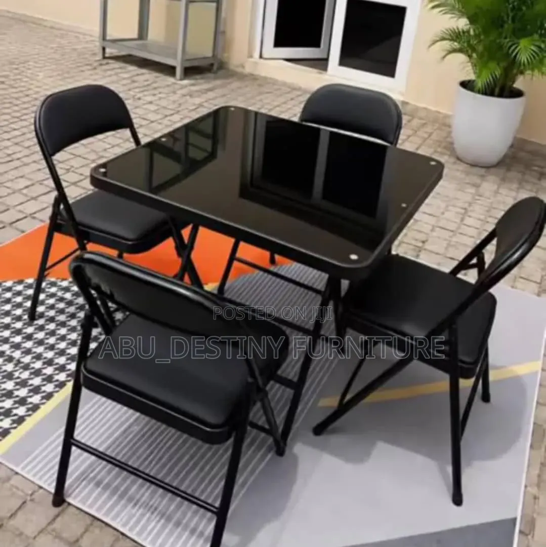Folding Table With 4 Chairs (Black)