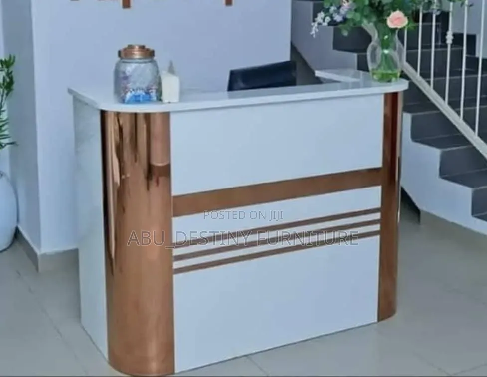 Reception Counter (White With Rose Gold)