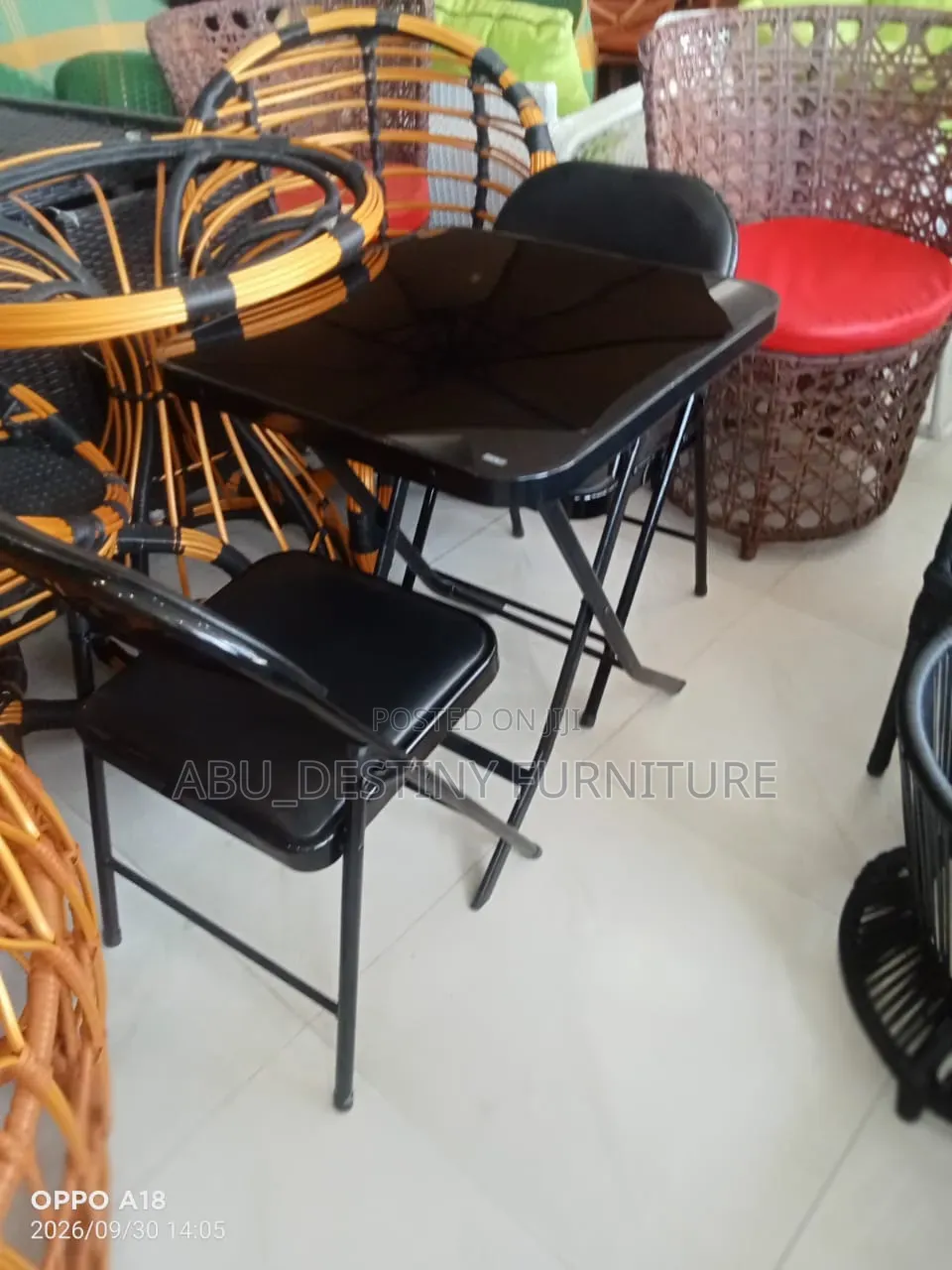 Black Foldable Table & Chair Set
