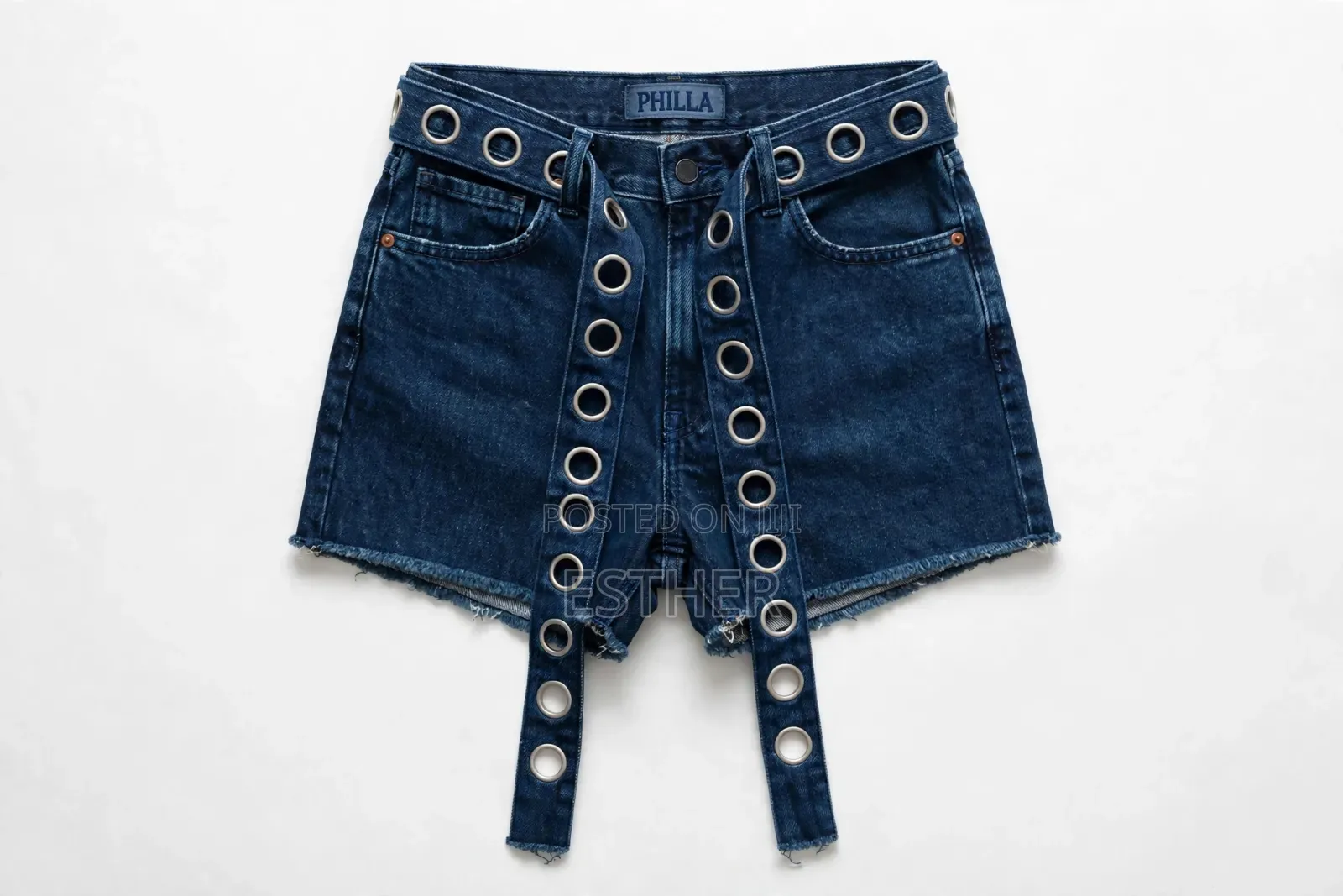 Eyelet Belt Demin Short