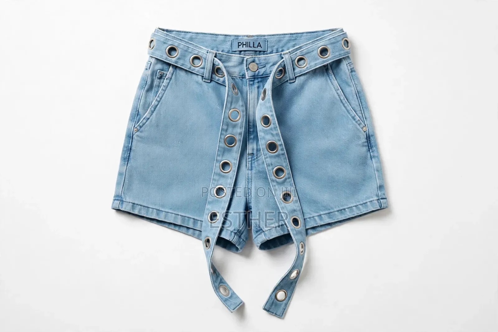 Eyelet Belt Demin Short