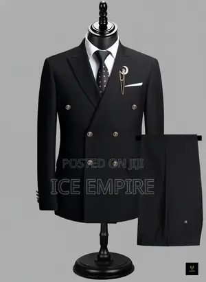 2 Piece Black Double Breasted Suit - Premium Men’s Suit