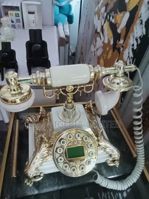 Ceramic Telephone Table Decoration Gold and White