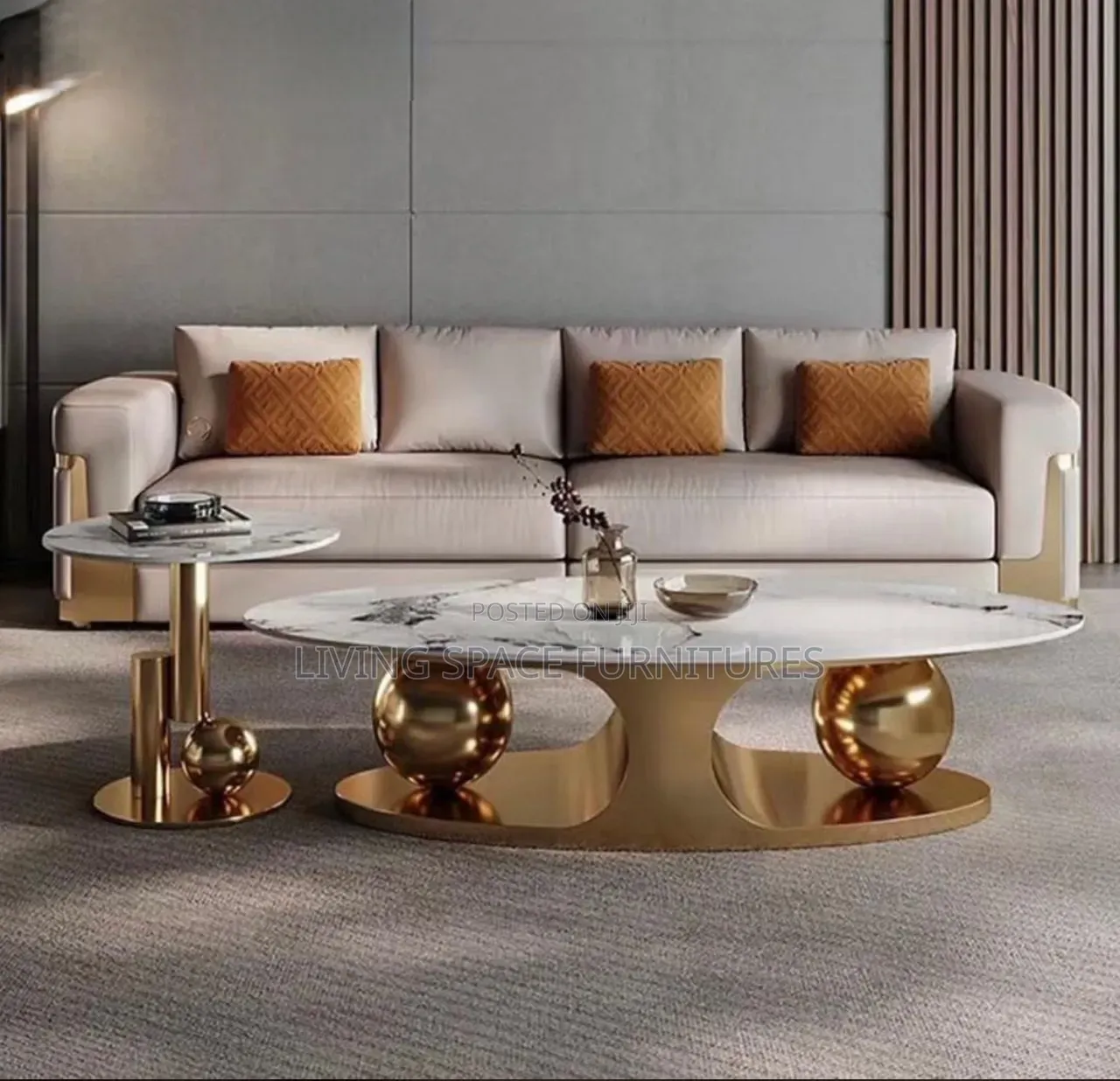 Unique Marble Center Table With Two Side Stools