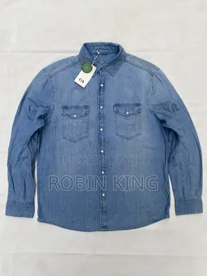 CANDA Blue Light Denim Casual Shirt Size Medium M
