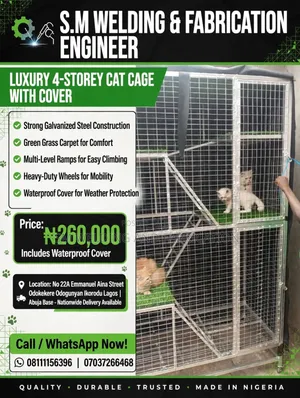 Luxury 4-Storey Cat Cage With Cover