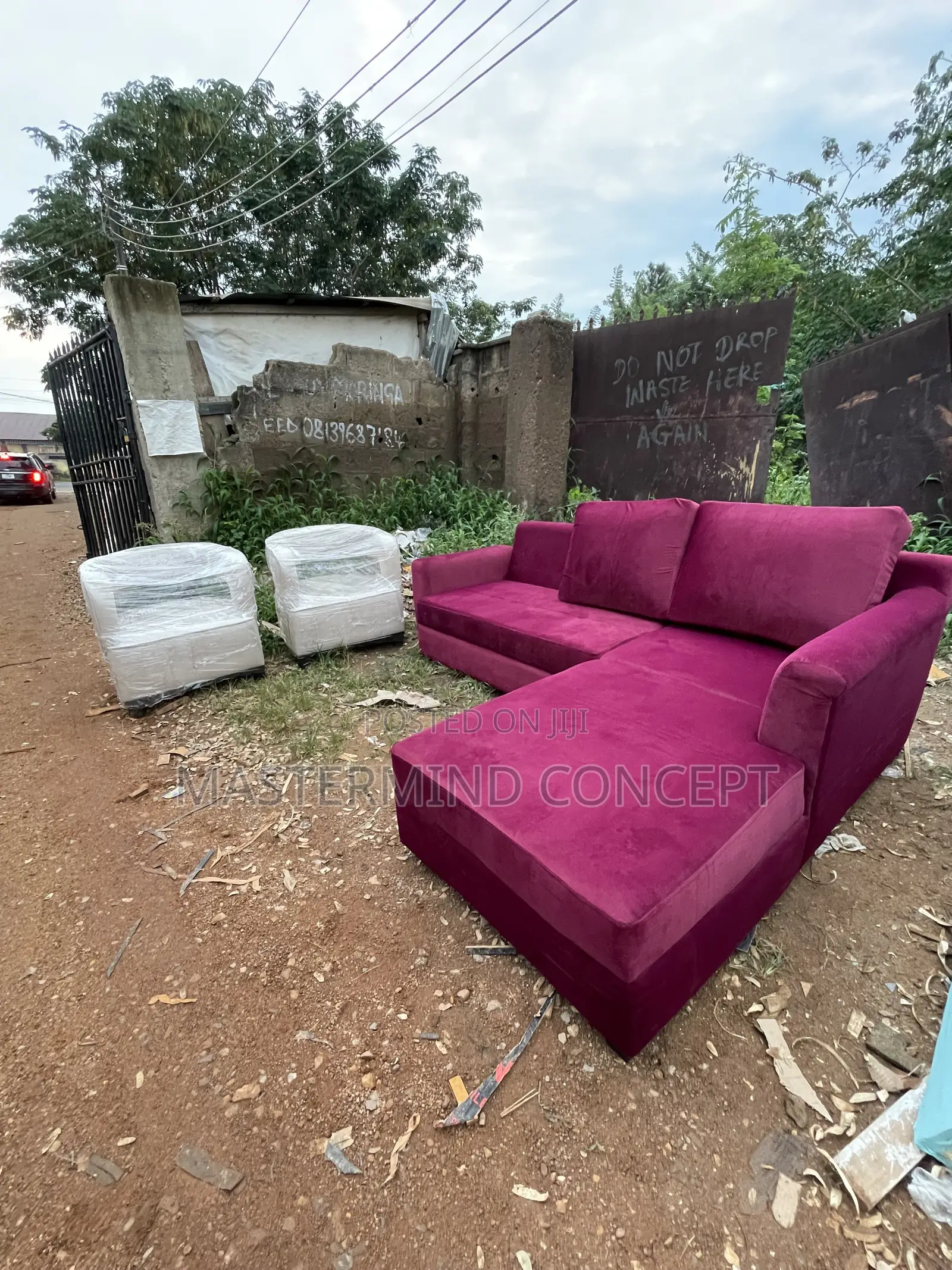 Custom-Made L-Shaped Sofa + 2 Accent Chairs