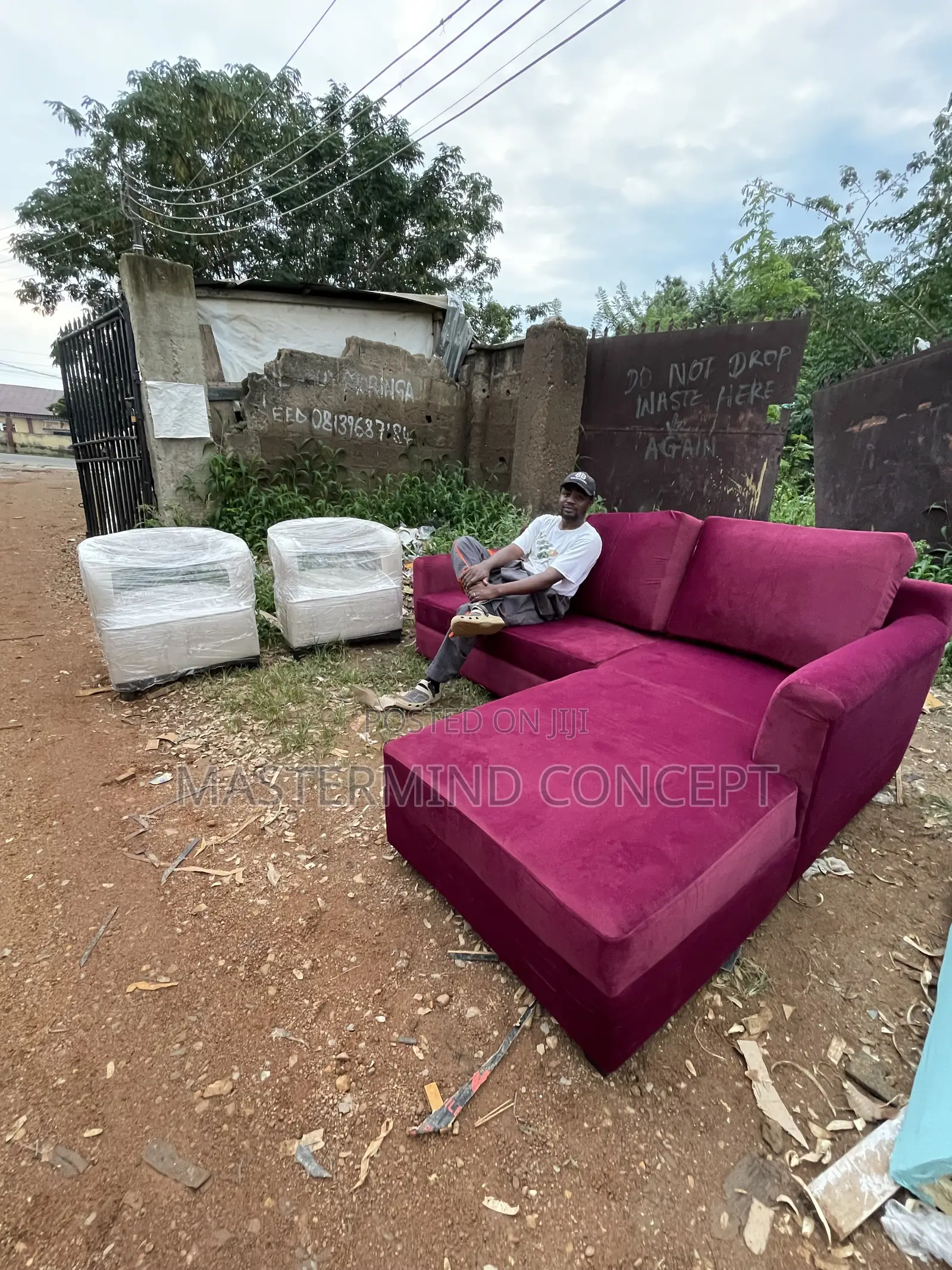 Custom-Made L-Shaped Sofa + 2 Accent Chairs