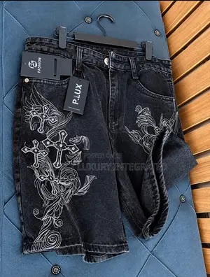 Premium Embroidered Denim Short