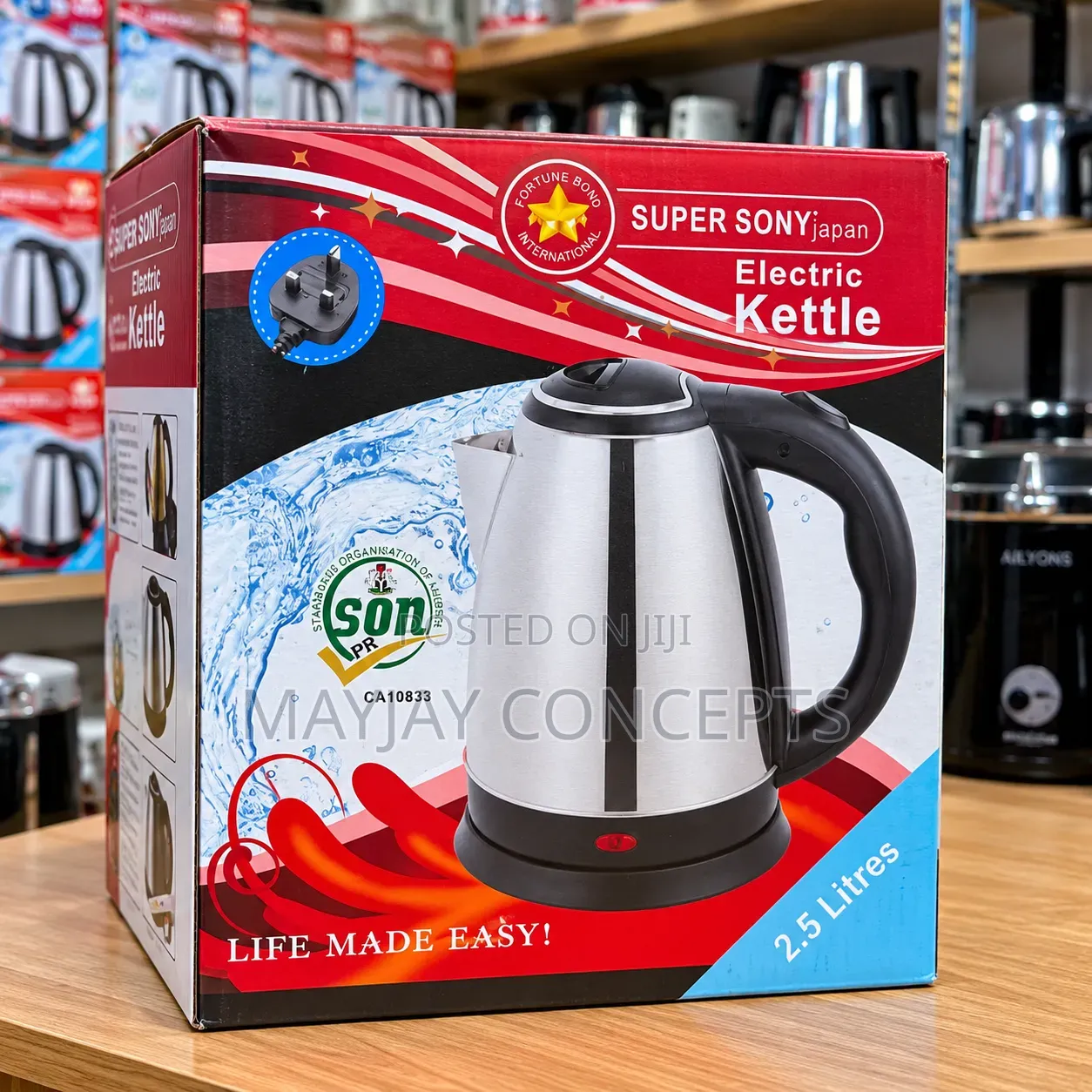 SUPERSONY 2.5L Electric Kettle With Stainless Steel Finish–automatic