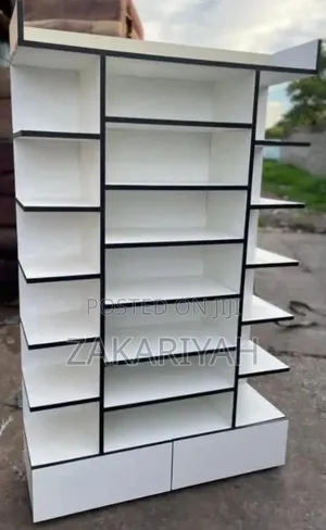 Big Luxury Shoe Rack Display - 20 Steps With 2 Drawers - White