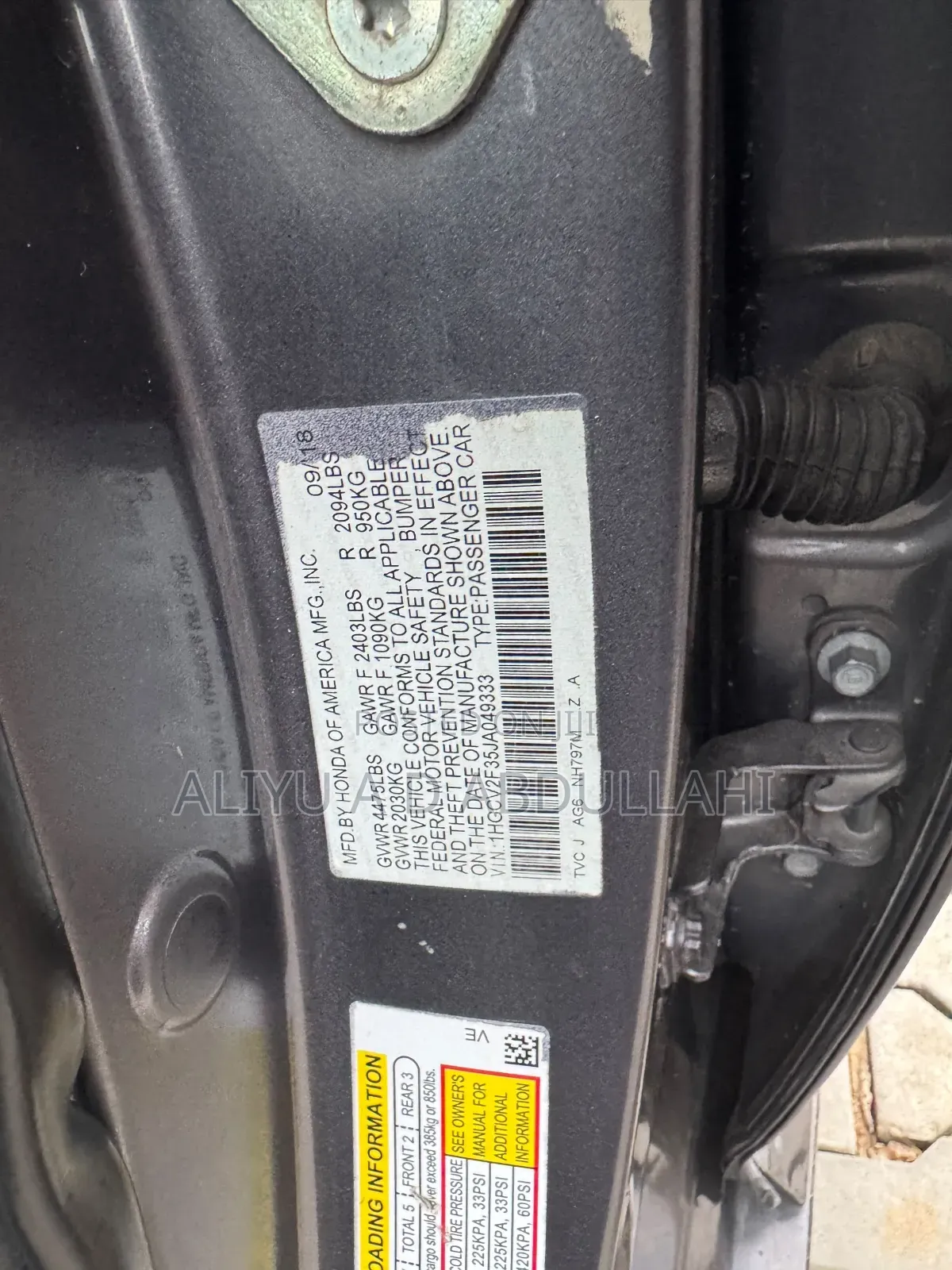 Honda Accord 2018 Gray