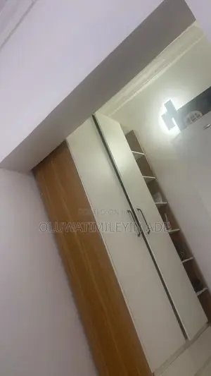 Wooden Double-Door Wardrobe Design With Multiple Drawers and Shelves