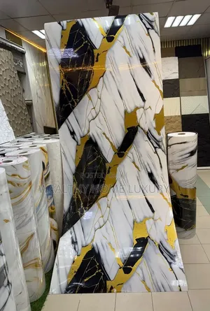 Luxury PVC Marble Sheet - Black and Gold Design