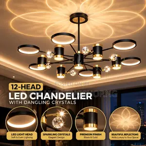 By 12 Head LED Chandalier With Dangling Shining Crystals