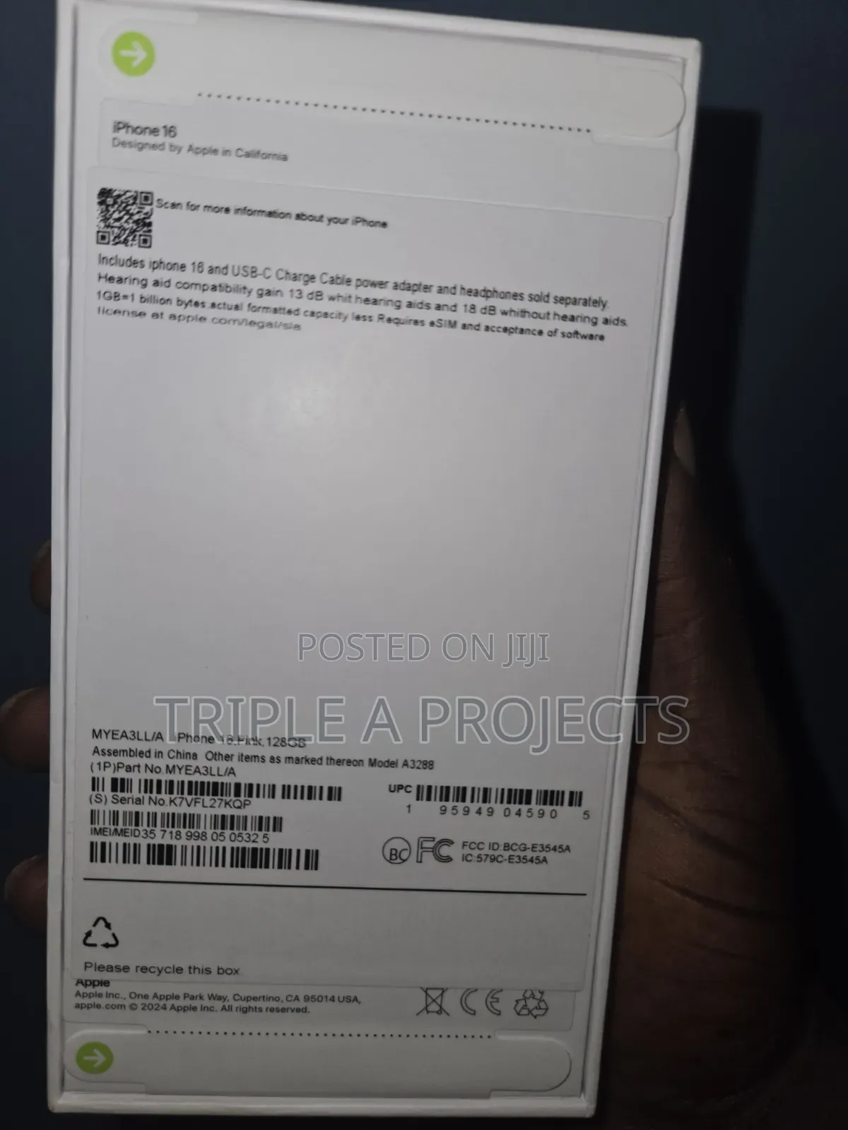 New Apple iPhone 16 128 GB Pink