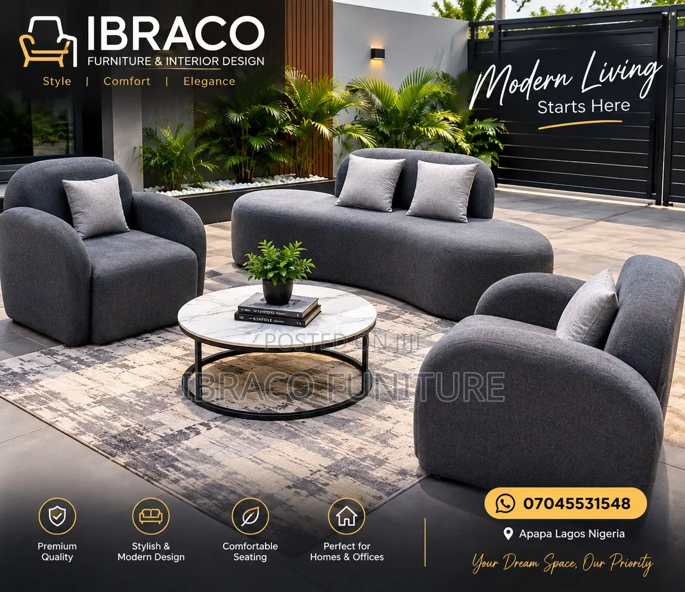 Modern Luxury L-Shaped Sofa Set